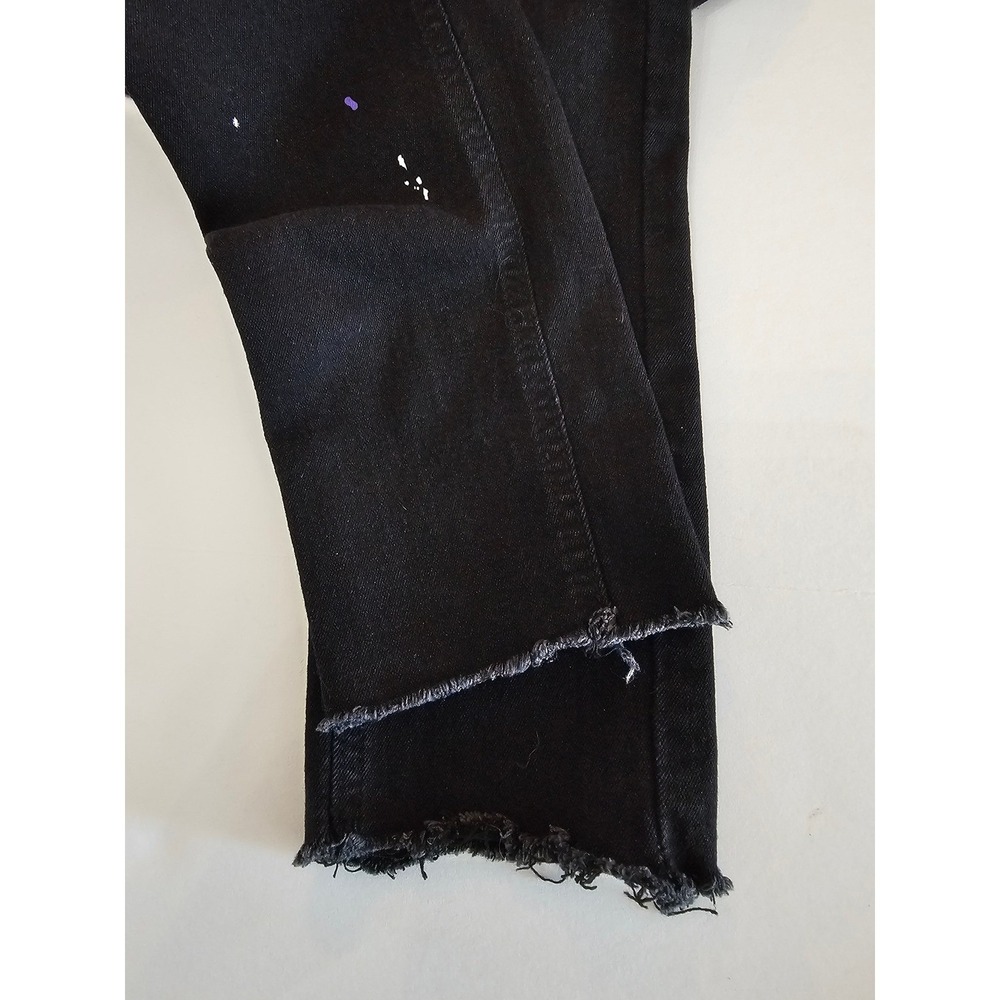 MANFINITY Mens Black Distressed Paint Splatter Slim Fit Jeans Size 30 - Picture 4 of 7